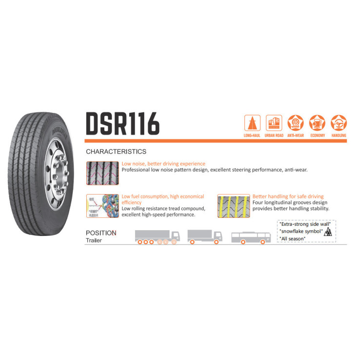11R22.5 DOUBLESTAR DSR116 CAMION TODA POSICION 16C 146/143L